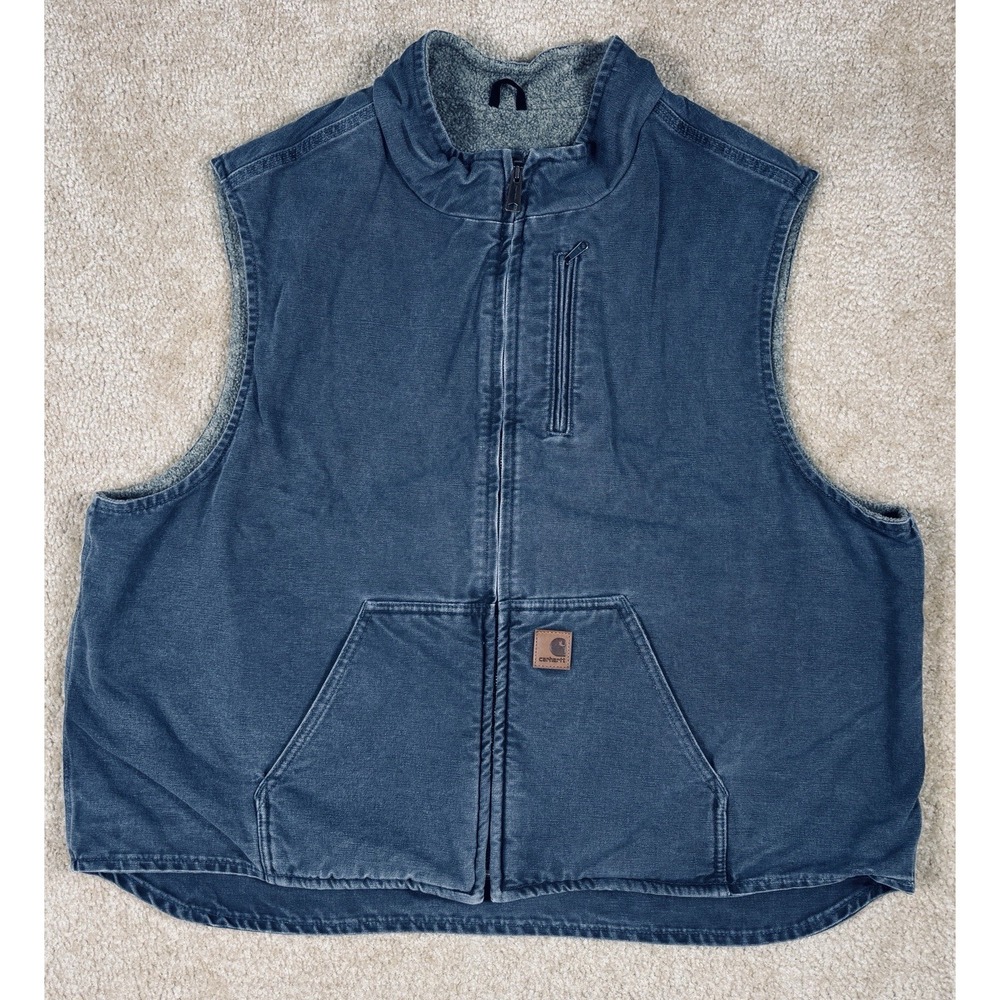 Carhartt Fleece Lined Vest 3XL Work Outdoor Zip Y2K Sleeveless V33 DKB JJ21